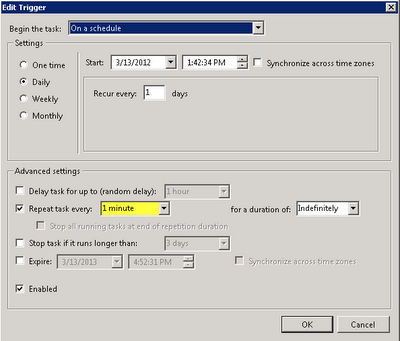 TaskScheduler 1Minute a