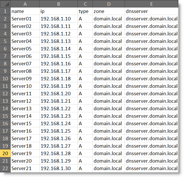 DNSCMD CSVFILE