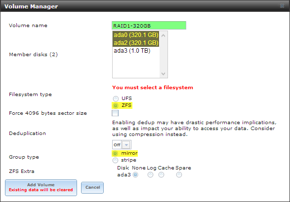 Image 4 from the post "FreeNas 8.3 - Creating a RAID volume and Configure iSCSI"