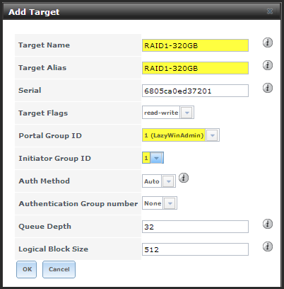 Image 11 from the post "FreeNas 8.3 - Creating a RAID volume and Configure iSCSI"