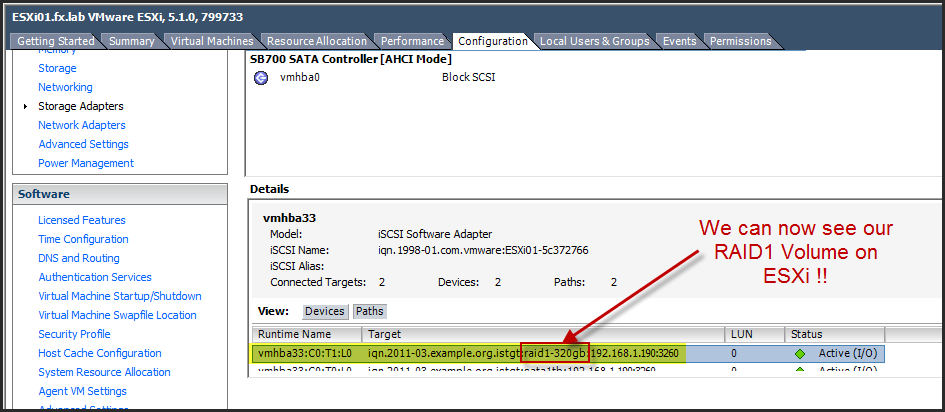 Image 26 from the post "FreeNas 8.3 - Creating a RAID volume and Configure iSCSI"
