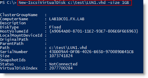 Image 9 from the post "WS2012 Storage - iSCSI Target Server - Create an iSCSI target using PowerShell"