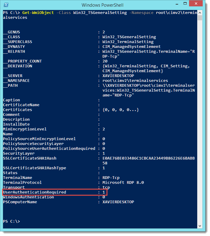 Image 8 from the post "PowerShell - Get/Set the Network Level Authentication Remotely (RDP Setting)"