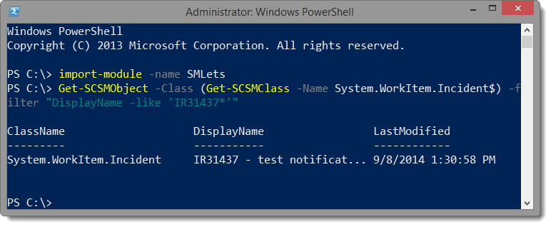 Screenshot from "PowerShell/SCSM - Install and Config the SMlets Module" (3)