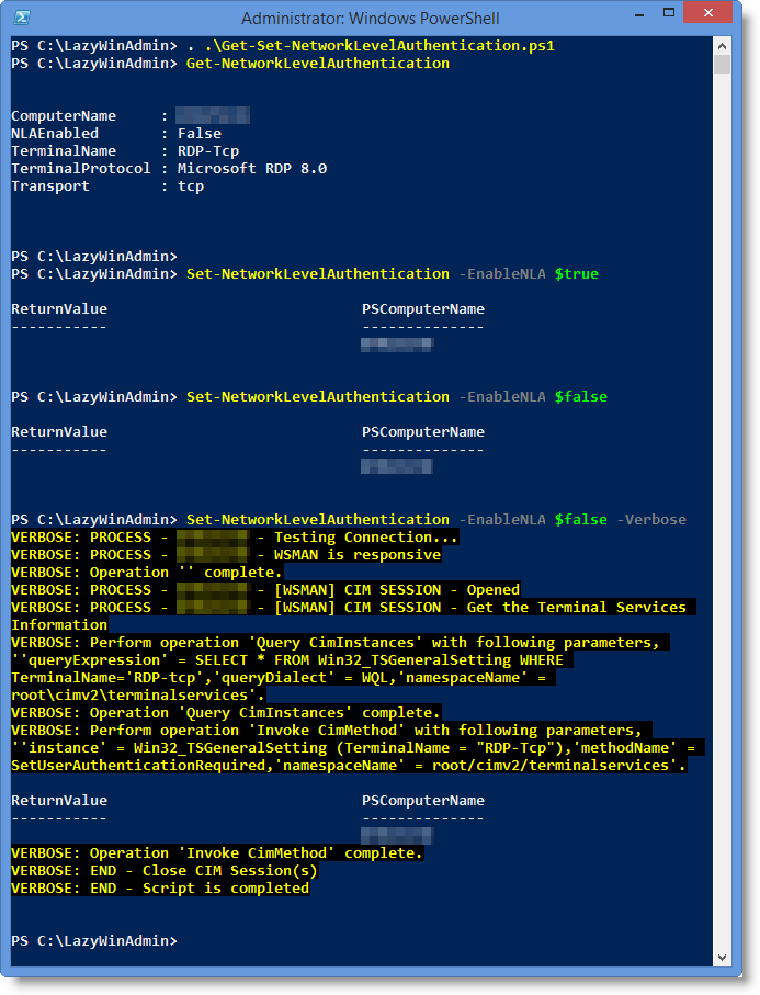 Image 7 from the post "PowerShell - Get/Set the Network Level Authentication Remotely (RDP Setting)"