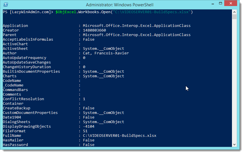 A new Excel Instance is created