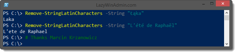 Screenshot from "PowerShell - Remove Diacritics (Accents) from a string" (3)