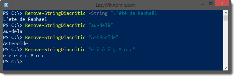 Screenshot from "PowerShell - Remove Diacritics (Accents) from a string" (2)