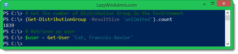 Retrieving the count of Distribution Groups and an User account in Office 365